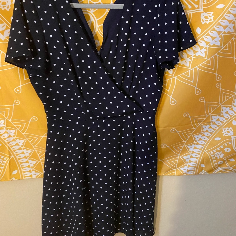 Blue and white Polka dot flowing dres